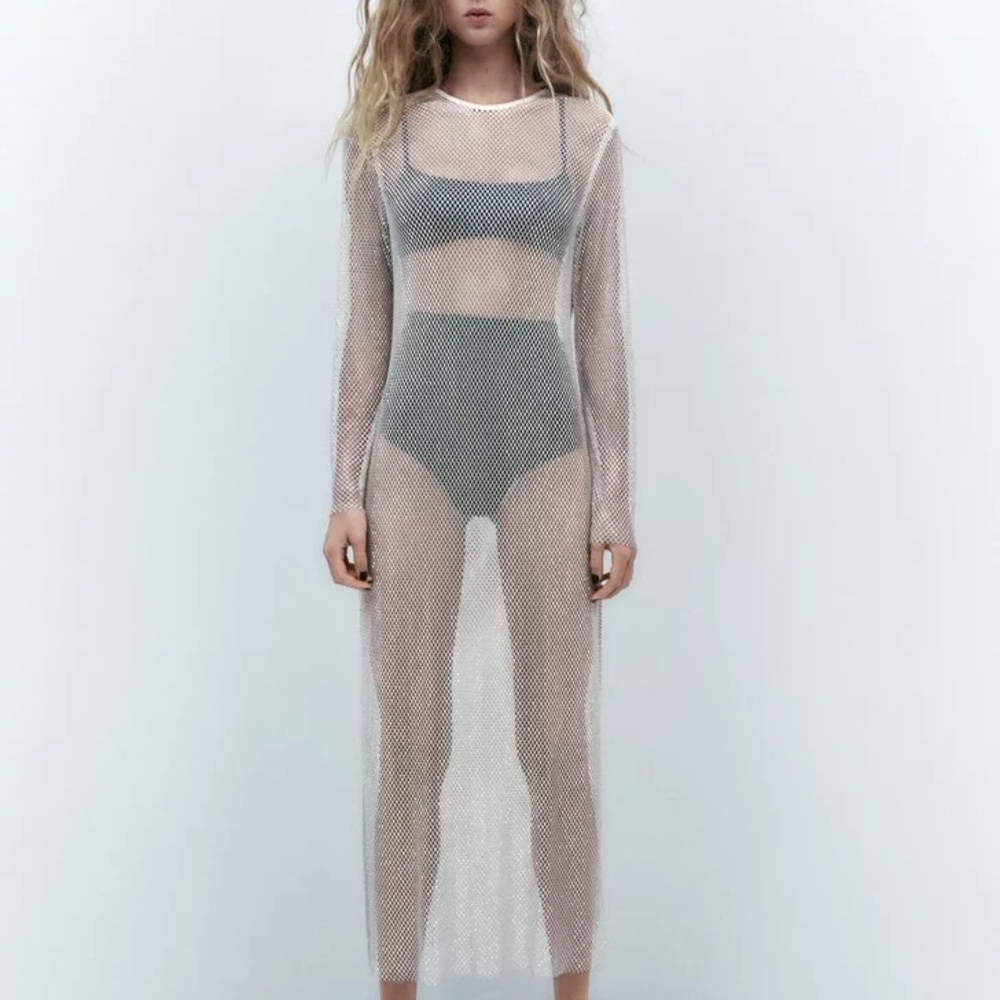 NWT Zara Mesh Rhinestone Dress